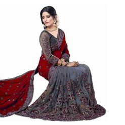 ইন্ডিয়ান জর্জেট শাড়ি ব্লাউজ পিস সহ (38)