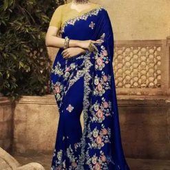 ইন্ডিয়ান জর্জেট শাড়ি ব্লাউজ পিস সহ (37)