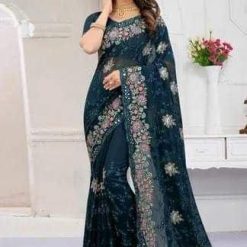 ইন্ডিয়ান জর্জেট শাড়ি ব্লাউজ পিস সহ (49)