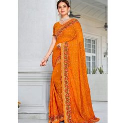 ইন্ডিয়ান জর্জেট শাড়ি ব্লাউজ পিস সহ (48)