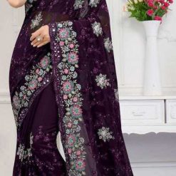 ইন্ডিয়ান জর্জেট শাড়ি ব্লাউজ পিস সহ (47)