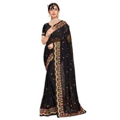 ইন্ডিয়ান জর্জেট শাড়ি ব্লাউজ পিস সহ (45)