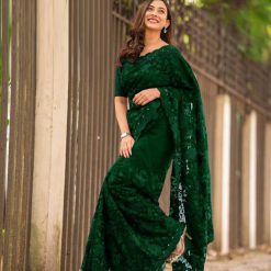 ইন্ডিয়ান জর্জেট শাড়ি ব্লাউজ পিস সহ (25)