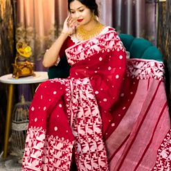 Half silk screen print saree-2024