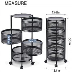 4 Layer 360 degree rotating vegetable shelf Kitchen floor multi-layer multi-function round vegetable basket storage rack