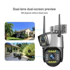 Dual Lens Security Camera V380 Pro Smart Home 4MP Auto Tracking Waterproof Outdoor Sim-Supported IP Camera