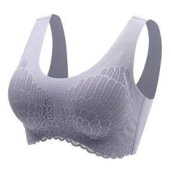 Women Solid Color Padded Wireless Seamless Bra Lace Push Up Brassiere Underwear