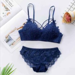 Modern Push Up Bra And Panty Set for Women Blue