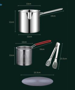 Deep Frying Pot Stainless Steel Cooking Pot for Dining Room